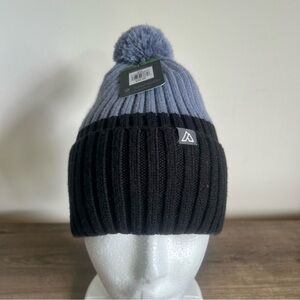 Alpine Design Colorblock Grey Black Cuffed Pom Beanie SKU#H2479